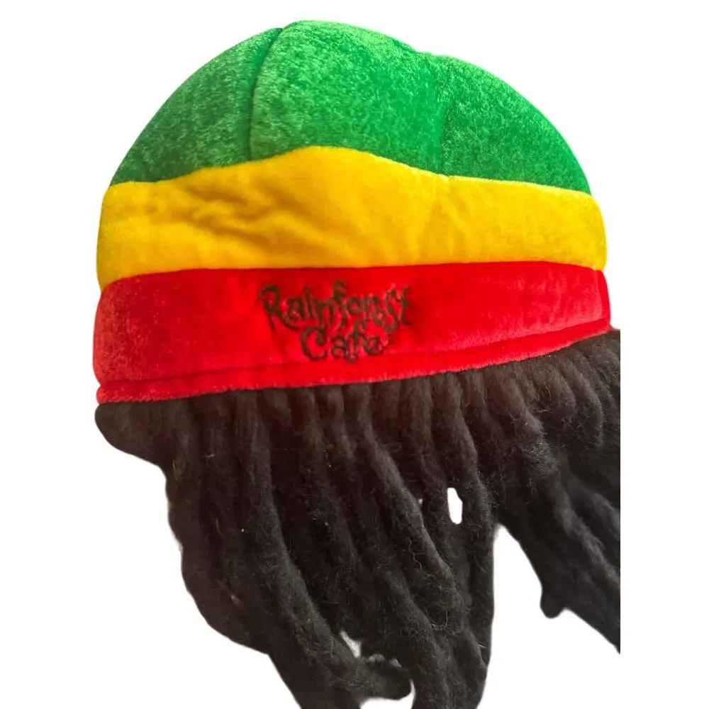 Rainforest Cafe Adjustable Rasta Cap Hat Dreadlock Souvenir